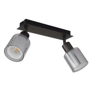Plafoniera cu 2 spoturi metal negru, sticla VILLEGAS
