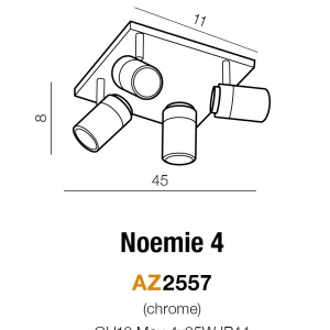 Plafoniera cu 4 Spoturi directionabile pentru baie NOEMIE 71305 universul-luminii.ro
