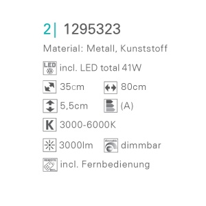 Plafoniera dimabila cu iluminat LED si telecomanda Pesaro 35x80cm 1295323 NV 180325 universul-luminii.ro