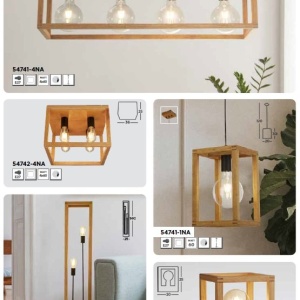 Plafoniera din lemn design rustic industrial Square 4L 111985 universul-luminii.ro
