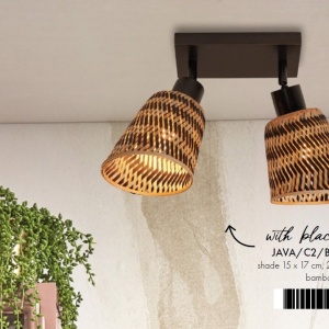 Plafoniera eco din bambus Java 2-Shade bl/15x17, bl./nat 182035 universul-luminii.ro