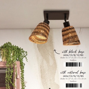 Plafoniera eco din bambus Java 2-Shade nat/15x17, bl/nat - Img 2