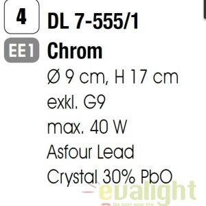 Plafoniera eleganta cristal Asfour Rita DL 7-555/1 chrom OR 49325 universul-luminii.ro