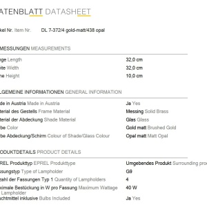 Plafoniera eleganta design modern OPALDESIGN 4L, auriu mat - Img 8