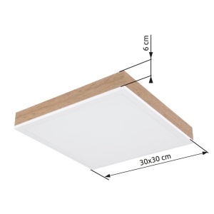 Plafoniera LED aluminiu alb, MDF aspect de lemn DORO 30x30cm 590635 universul-luminii.ro