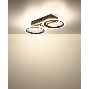 Plafoniera LED CCT BLEVINS riflaj MDF cu efect de lemn 620065 universul-luminii.ro
