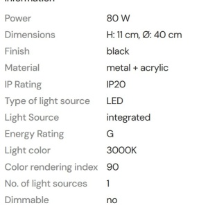 Plafoniera LED design circular Aruba 60cm negru - Img 2