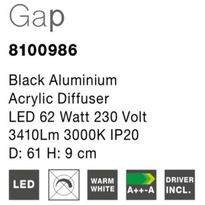 Plafoniera LED design modern Gap negru, 61cm 55165 universul-luminii.ro