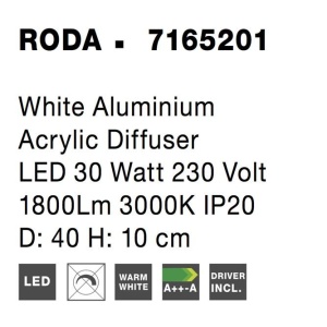 Plafoniera LED design modern Roda, alb NVL-7165201 94735 universul-luminii.ro