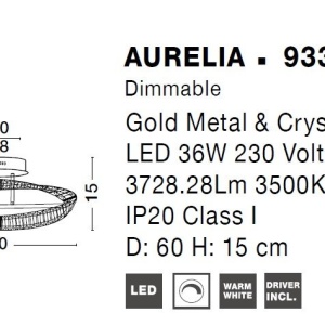 Plafoniera LED dimabila, cristal design elegant AURELIA auriu 60cm - Img 4