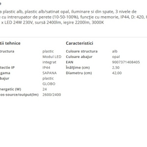 Plafoniera LED pentru baie IP44 SAPANA 203545 universul-luminii.ro