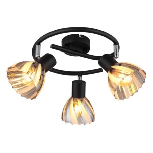Plafoniera metal negru sticla fumurie ZACHERY 3L