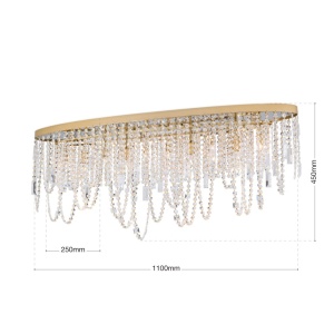 Plafoniera ovala din alama si cristale Schöler Kristalldesign 110x25cm, gold - Img 11