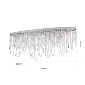 Plafoniera ovala din alama si cristale Schöler Kristalldesign 110x25cm, chrome - Img 11