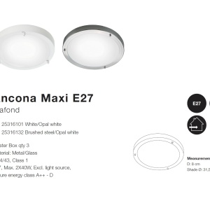 Plafoniera pentru baie Ancona Maxi otel 25316132 NL 60535 universul-luminii.ro