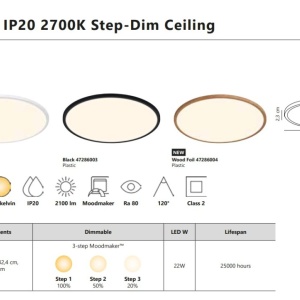 Plafoniera slim LED 2700K 3-step MOODMAKER Oja 42 Wood Foil 221335 universul-luminii.ro