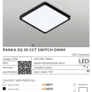 Plafoniera slim LED dimabil, protectie IP40 PANKA SQ 30 CCT alb 122595 universul-luminii.ro