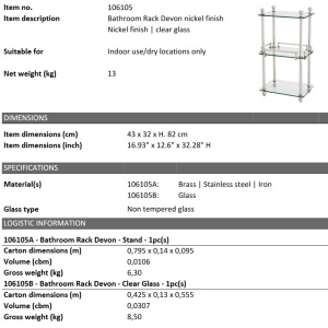 Raft design LUX pentru baie sau sufragerie Rack Devon nickel - Img 3