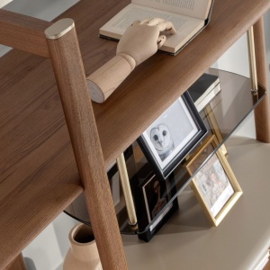 Raft stanga modern din lemn furniruit Walnut - Img 7