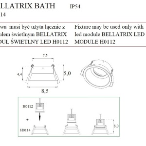 Rama spot incastrabil pentru baie BELLATRIX BATH IP54, negru H0114 MX 98345 universul-luminii.ro