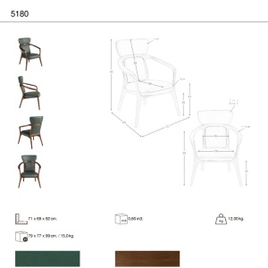 Scaun cu brate LUX design italian, Piele Sintetica Verde Inchis - Img 10