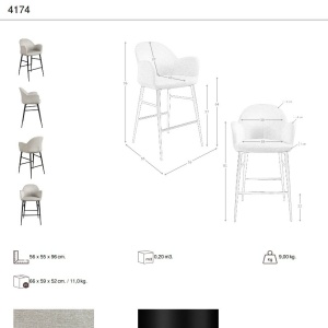 Scaun de bar design LUX, Metal, Tesatura, Light grey - Img 10