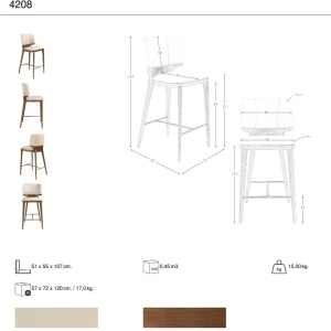 Scaun de bar din lemn si piele sintetica Cream - Img 10