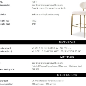 Scaun de bar elegant design LUX, Bar Stool Dorrego - Img 6