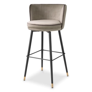 Scaun de bar pivotant design LUX Grenada, catifea Savona greige