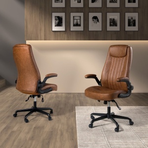 Scaun de birou modern piele sintetica Brown - Img 6