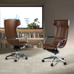 Scaun de birou modern piele sintetica Brown - Img 6