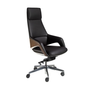 Scaun de birou modern piele sintetica si furnir de nuc Black