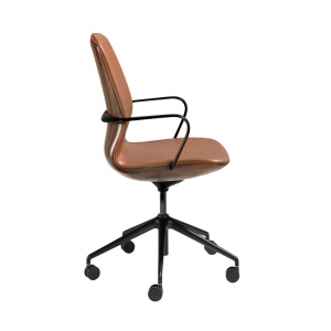 Scaun de birou modern piele sintetica si furnir de nuc Brown - Img 3
