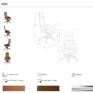 Scaun de birou modern piele sintetica si furnir de nuc Brown - Img 9