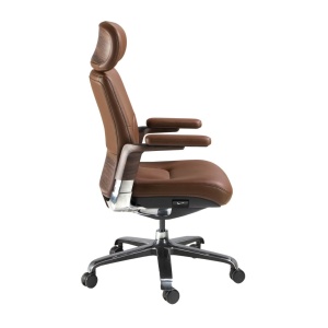 Scaun de birou modern piele sintetica si furnir de nuc Brown - Img 4