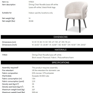 Scaun design elegant LUX Novelle, Lyssa off-white - Img 9
