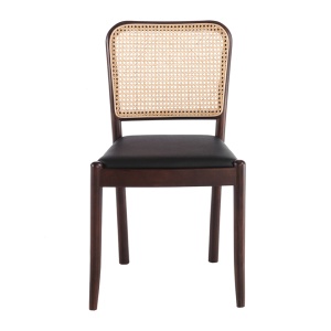 Scaun design LUX din lemn cu spatar de rattan Walnut AC 4094-WD1582 - Img 4