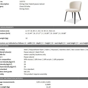 Scaun design LUX Halard, pausa natural 115772 HZ - Img 6