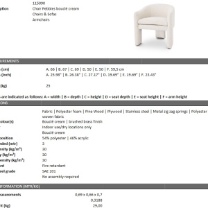 Scaun design LUX Pebbles boucle crem 115090 HZ - Img 6