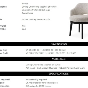 Scaun dining design LUX Sofia, Seashell off white - Img 10