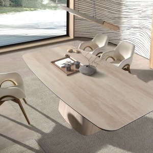 Scaun modern design italian, Lemn, Tesatura, Beige - Img 8