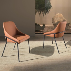 Scaun modern design italian, Piele Sintetica, Orange - Img 10