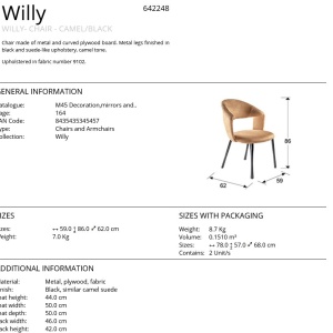 Scaun modern design LUX Willy camel - Img 7