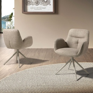 Scaun modern pivotant Beige fabric - Img 6
