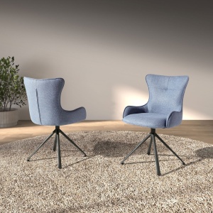 Scaun modern pivotant din material textil albastru - Img 6