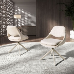 Scaun modern pivotant material textil Off-white and cream - Img 2