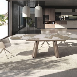 Scaun modern pivotant piele sintetica Off-white/ Greige - Img 8