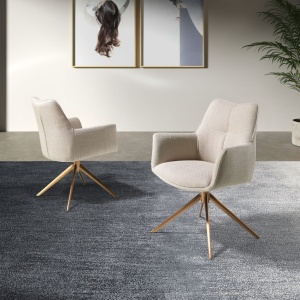 Scaun modern pivotant tesatura Crem - Img 6