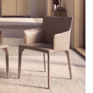 Scaun modern tapitat cu piele regenerata Mink
