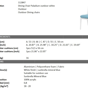 Scaun pentru interior si exterior Paladium, alb 112847 HZ - Img 4